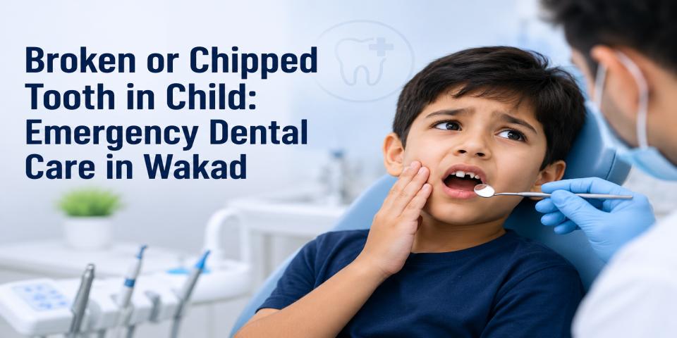 Child with a broken or chipped tooth getting emergency pediatric dental care in Wakad