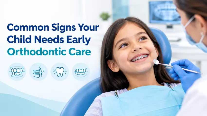 Common signs your child needs early orthodontic care, shown during a dental check-up at Kiddie Dental Home, Wakad